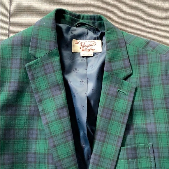 green plaid suit jacket